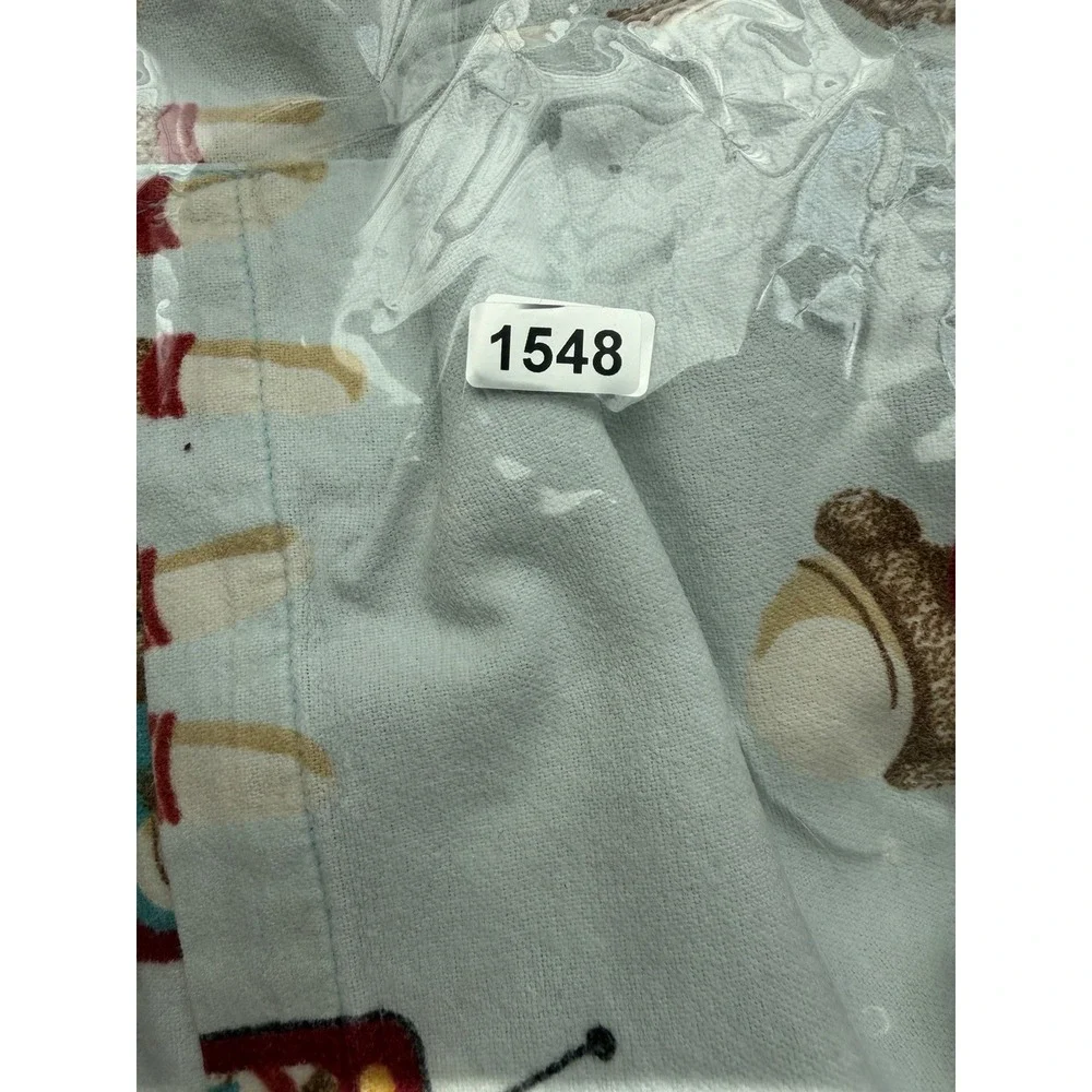 Nick & Nora Sock Monkey Pajama Top Sleepwear Womens‎ S Blue Whimsical Loungewear